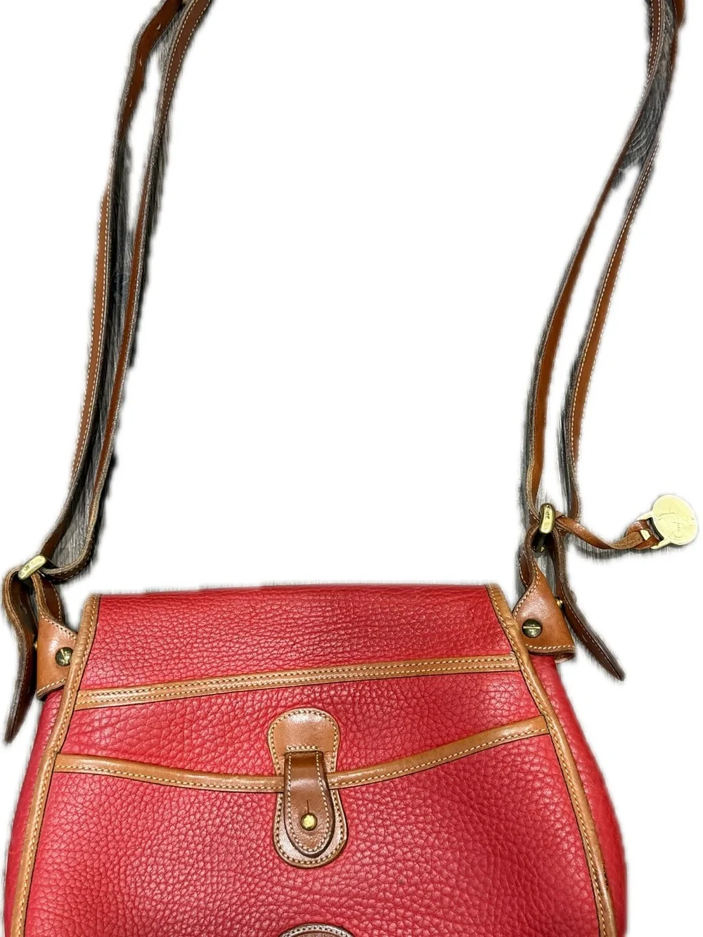 Coach Red Pebbled Leather Crossbody with Tan Trim
